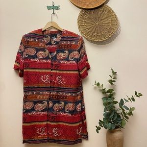 Vibrant 80s Made in USA Vintage Patterned Button Down